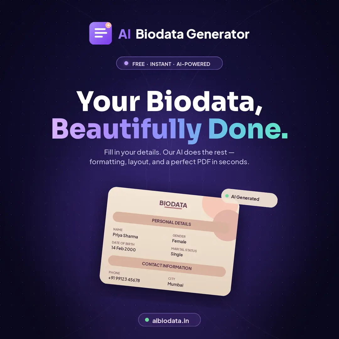 ai biodata generator hero image